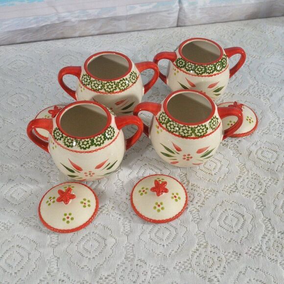 Temp-tations Old World Red and Green Seasonal Lidded Soup Crocks and Tray - Picture 3 of 8